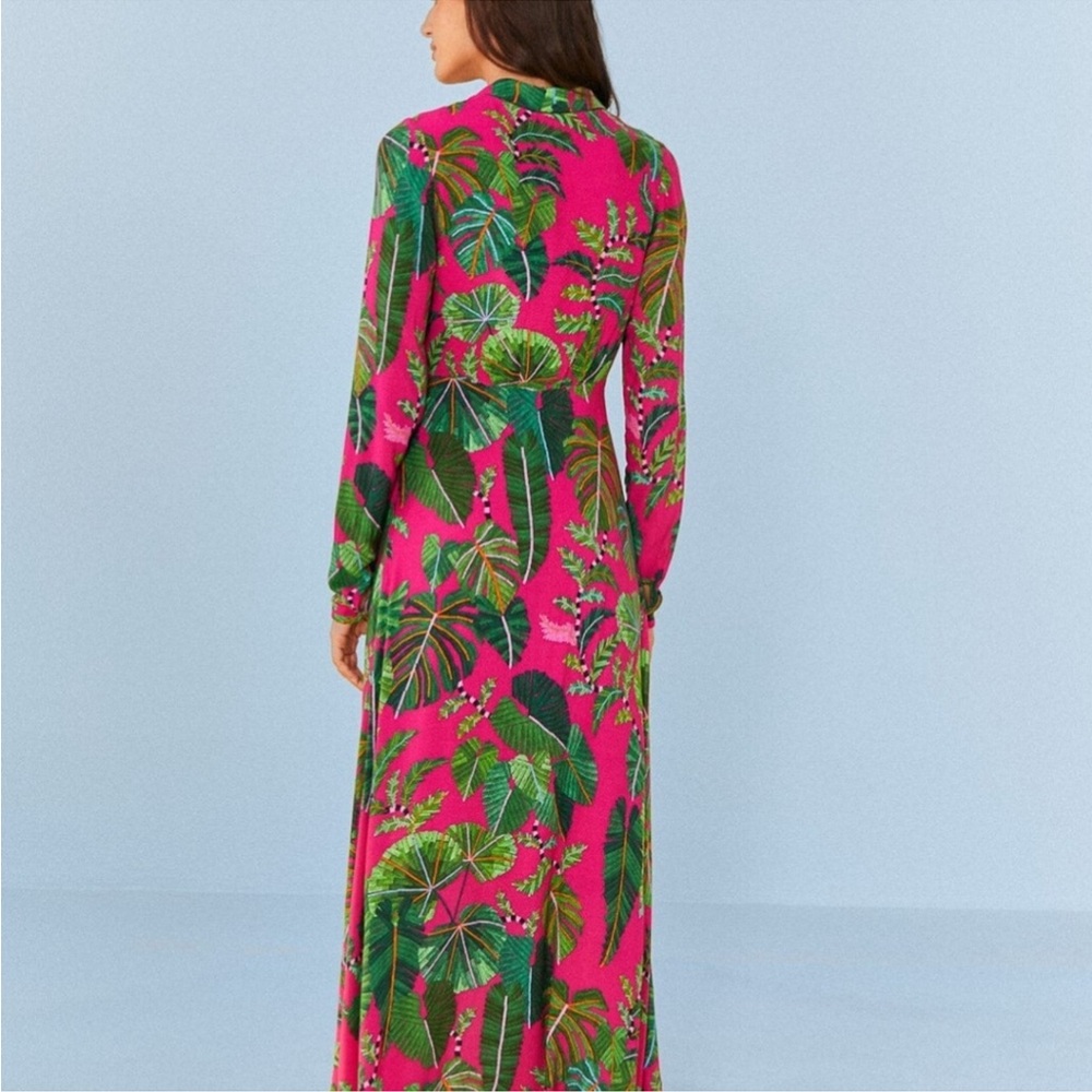 Farm Rio Pink Leaves Maxi dress sz S - Picture 6 of 14